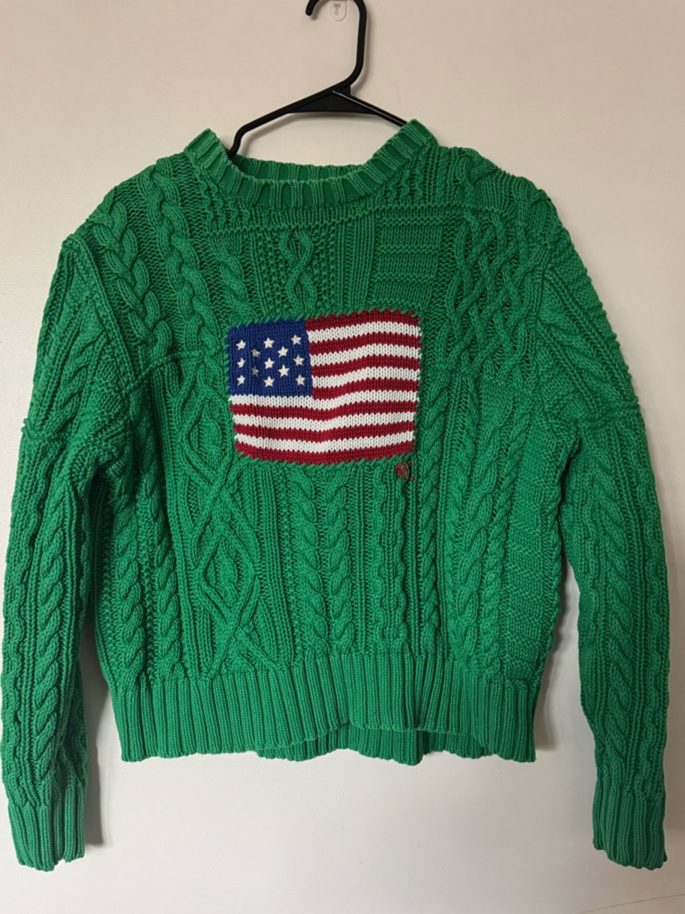 Polo Ralph Lauren Aran Flag Sweater Green Size Medium - Picture 6 of 10